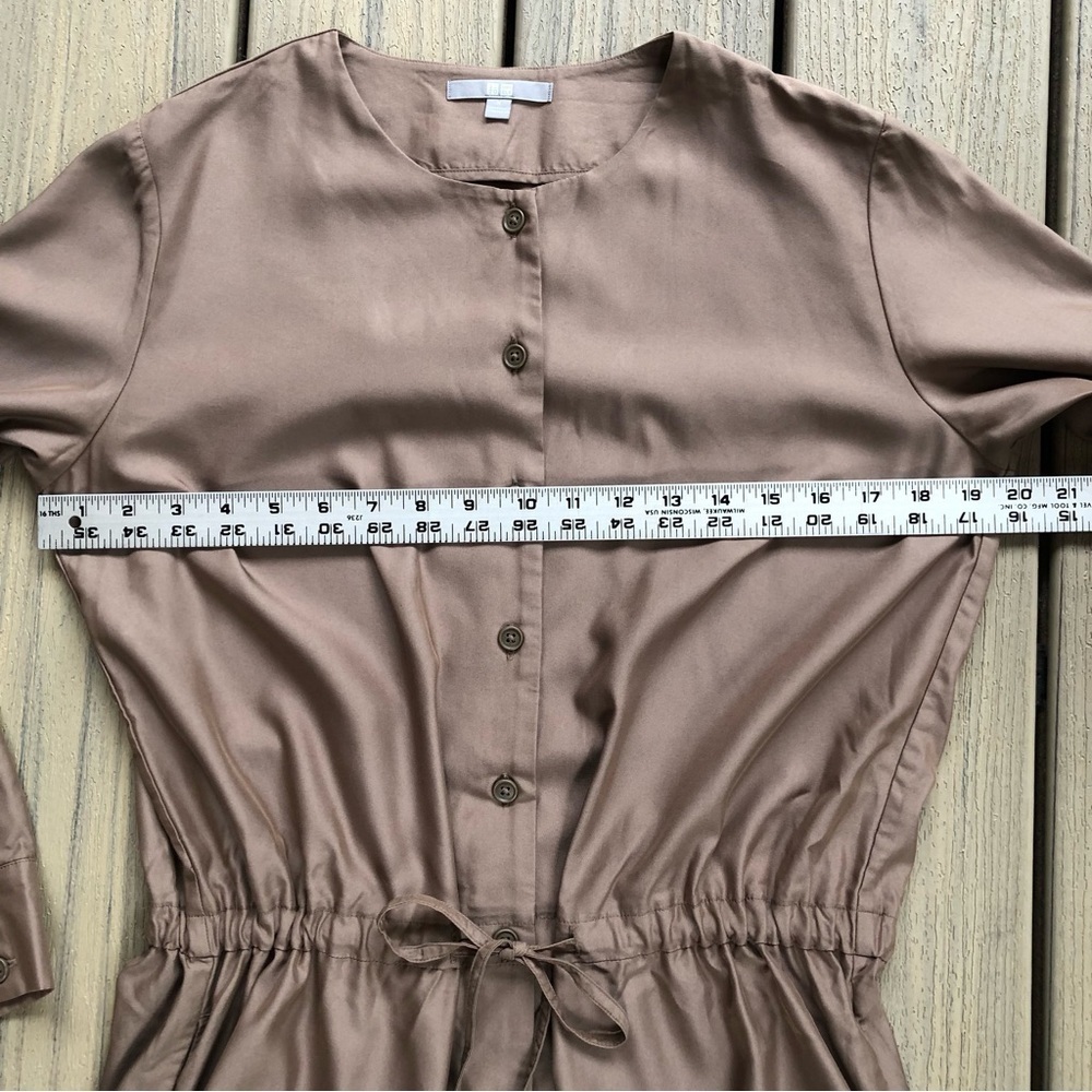Uniqlo Medium Brown Long Sleeve Button Front Dress Size M - Picture 6 of 10